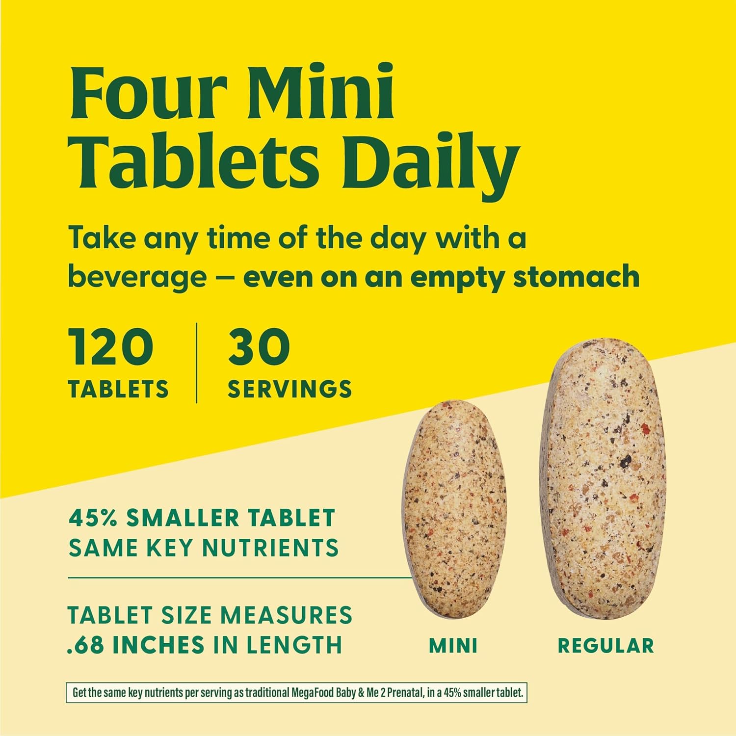 Megafood Baby & Me 2 Prenatal Multi Minis - Prenatal Vitamins For Women With Choline & Methyl Folate - Gluten-Free, Vegetarian, Pre Natal Multivitamin For Women – 120 Minis Tablets, 30 Servings : Health & Household