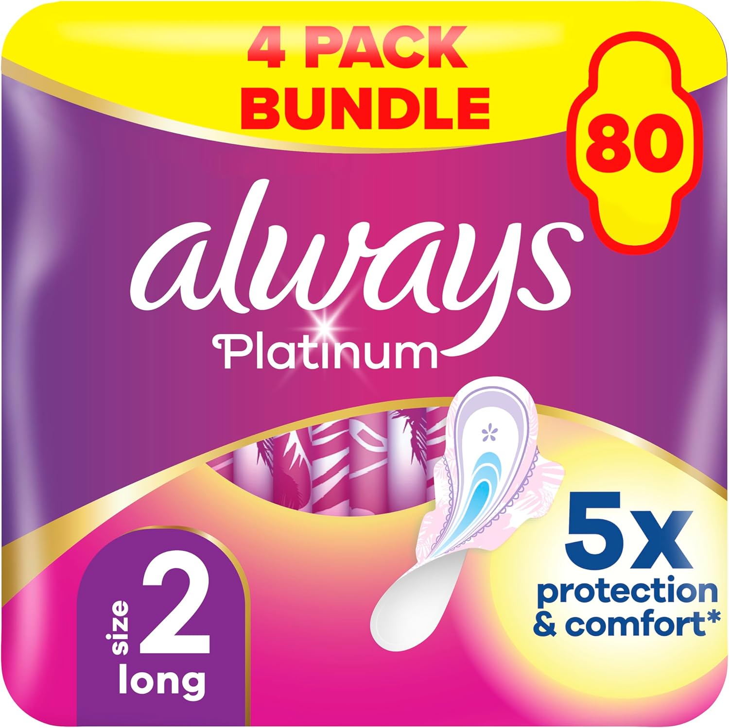 Always Platinum Normal (Size 1) Sanitary Towels With Wings 22 Pads X 4