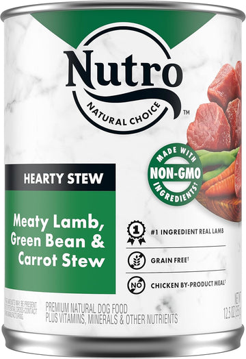 Nutro Hearty Stew Adult Natural Grain Free Wet Dog Food Cuts In Gravy Meaty Lamb, Green Bean & Carrot Stew, (12) 12.5 Oz. Cans