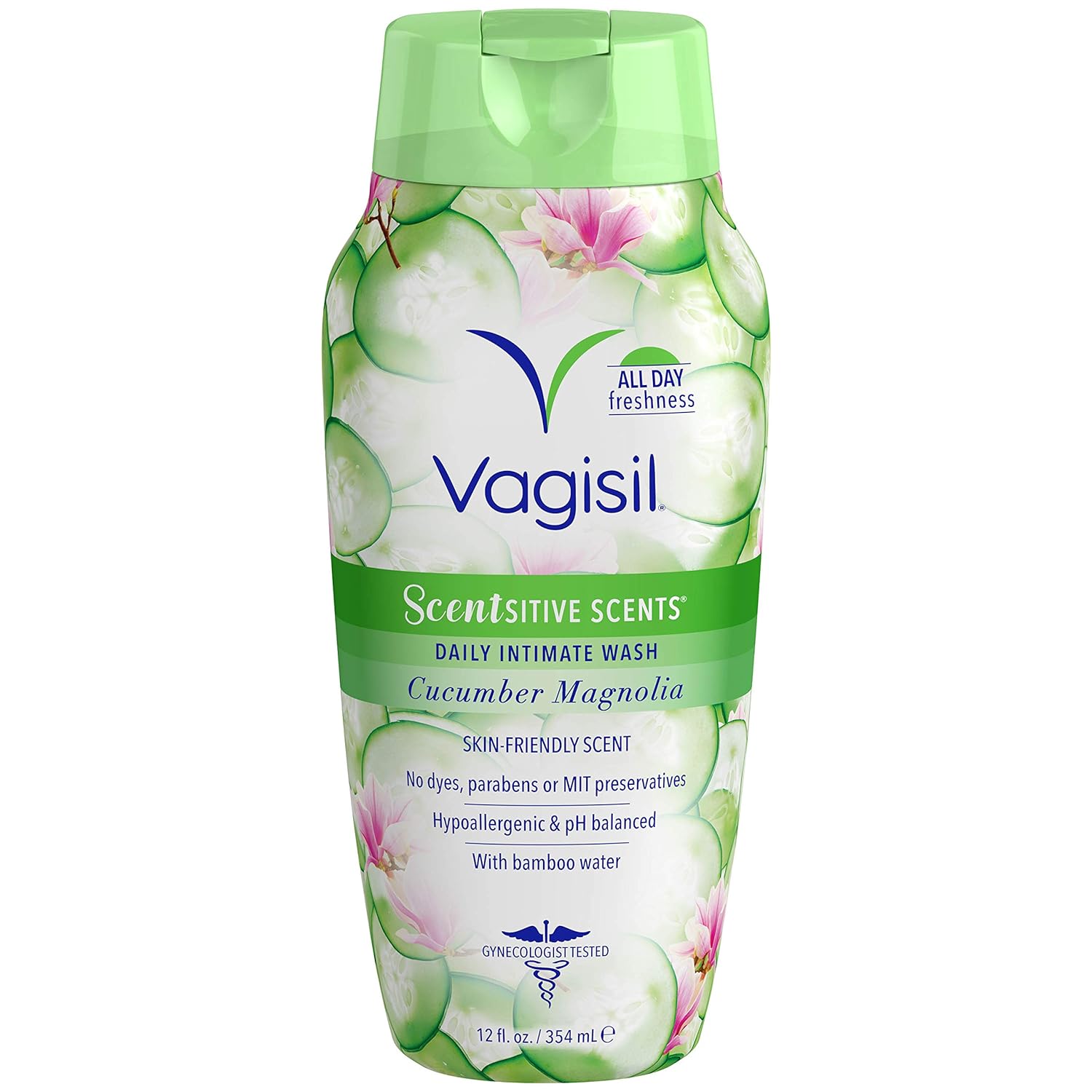 Vagisil Feminine Wash For Intimate Area Hygiene, Scentsitive Scents, Ph Balanced And Gynecologist Tested, Cucumber Magnolia, 12 Oz (Pack Of 1)