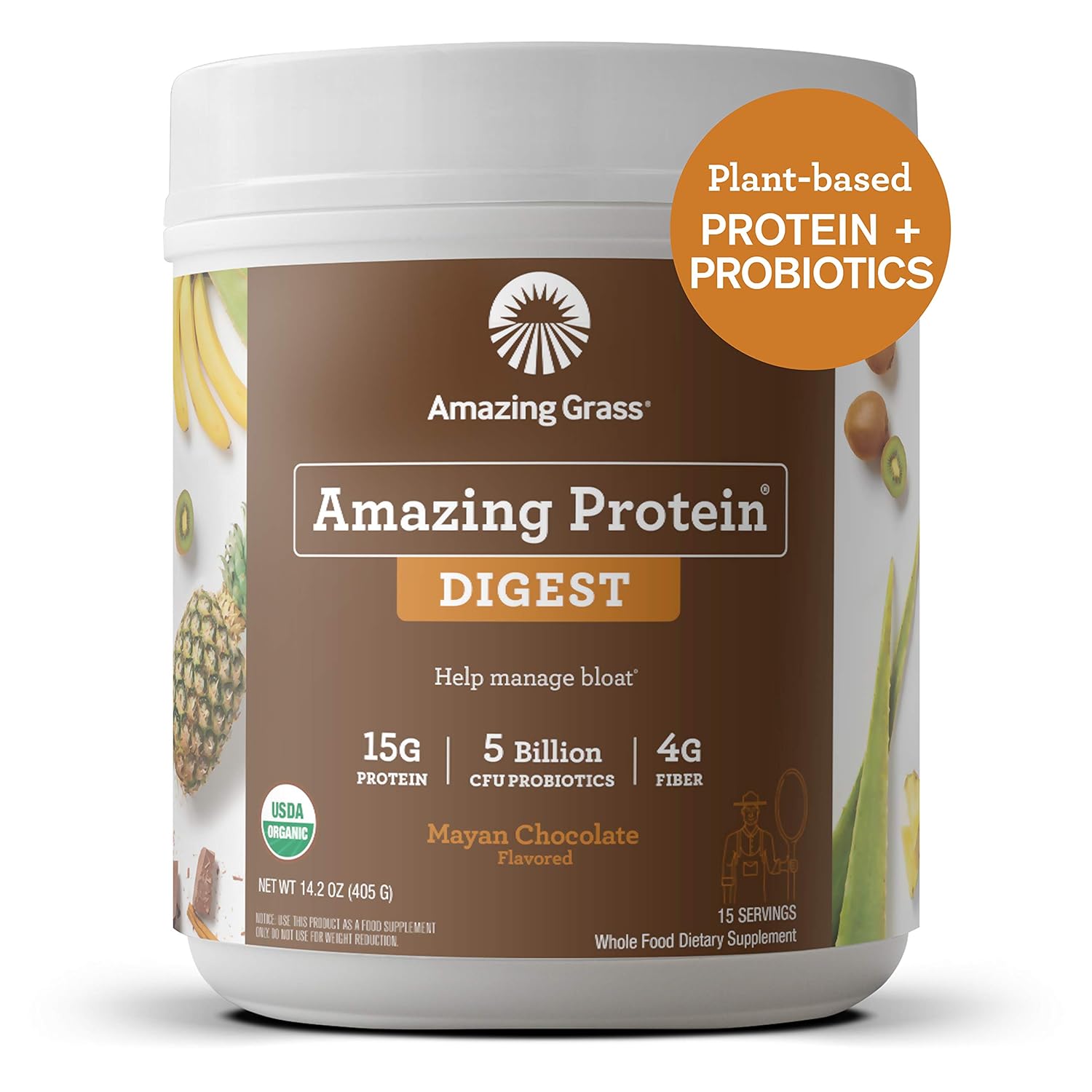 Amazing Grass DIGEST Vegan Protein Powder, Plant Based with Probiotics