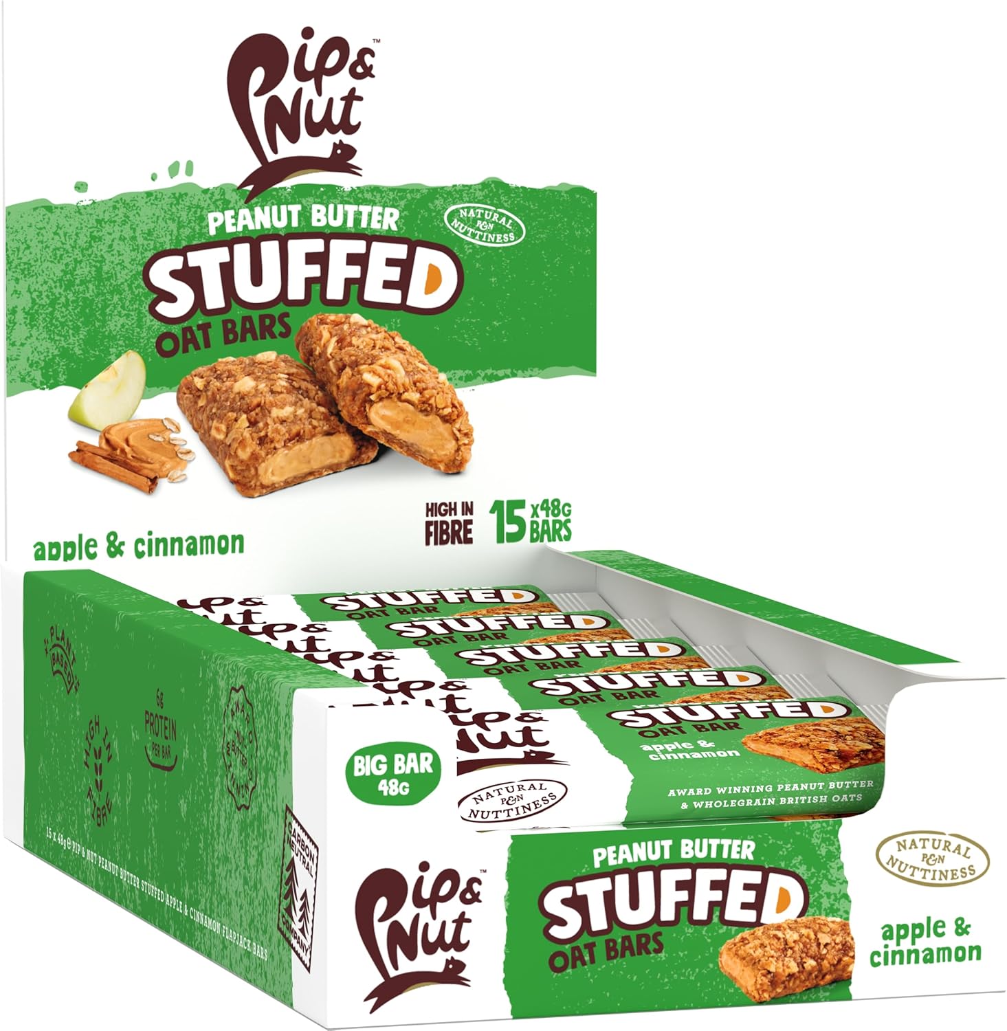 Pip & Nut Peanut Butter Stuffed Oat Bar Apple & Cinnamon 15 X 48G