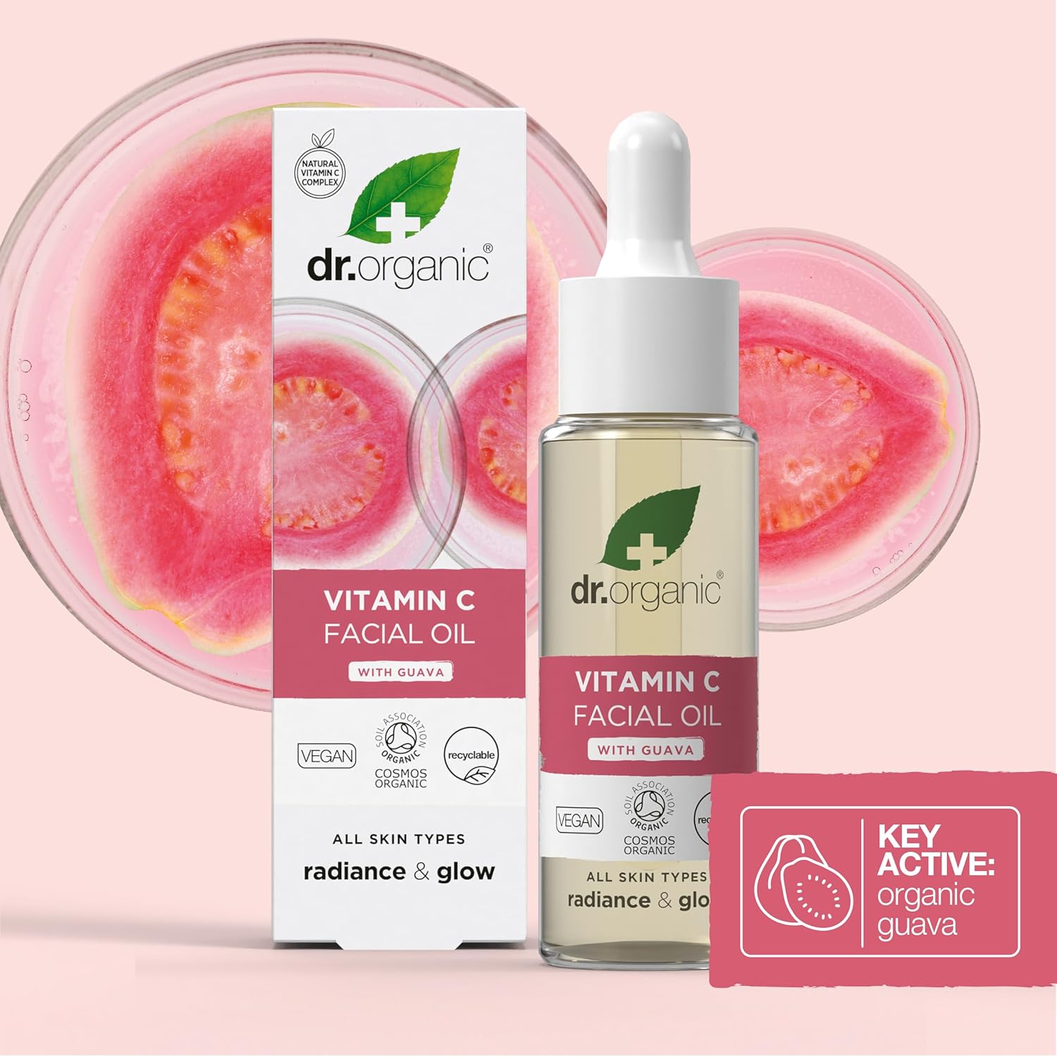 Dr. Organic Guava Vitamin C Moisture Boosting Oil | Hydrating & Brightening For Dull, Dehydrated Skin, With Tropical Guava Extract, 100% Natural Origin, Vegan, 30 Ml / 1 Fl Oz : Beauty & Personal Care
