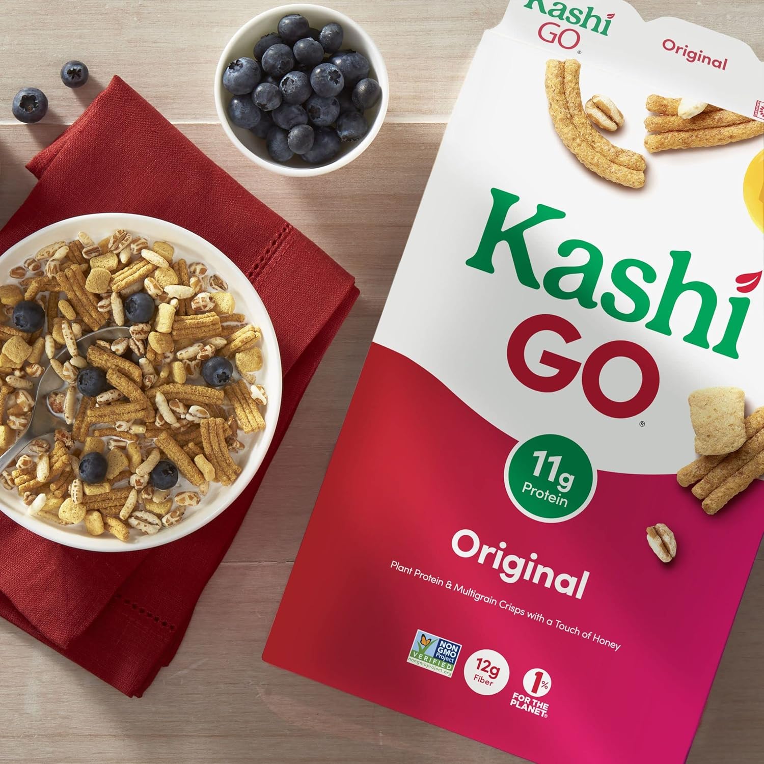 Kashi GO Breakfast Cereal, Vegetarian Protein, Fiber Cereal, Original, 13.1oz Box (1 Box)