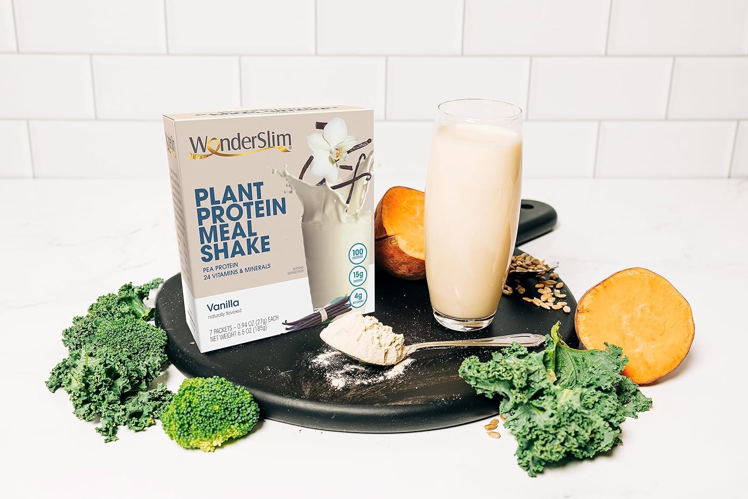 WonderSlim Plant Based Meal Replacement Shake, Vanilla, 15g Protein, Keto Friendly & Low Carb, Low Sugar, Gluten, Soy, & Dairy Free (7ct) : Grocery & Gourmet Food