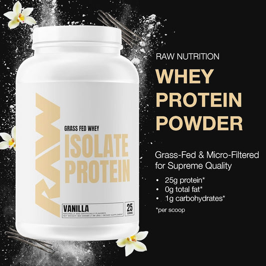 RAW Whey Isolate Protein Powder, Vanilla (CBUM Itholate) - 100% Grass-Fed Sports Nutrition Powder for Muscle Growth & Recovery - Low-Fat, Low Carb, Naturally Flavored - 25 Servings