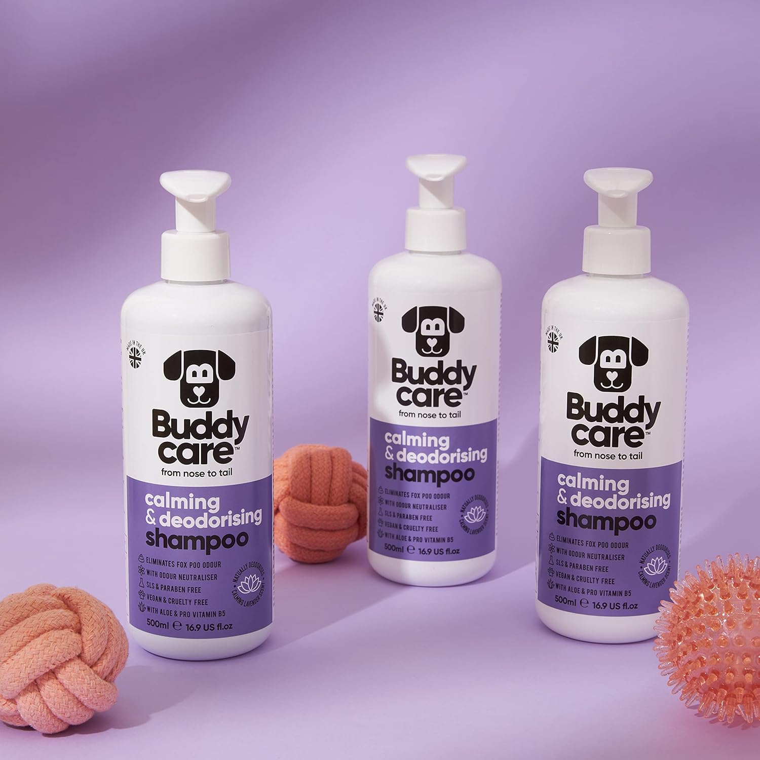 Calming & Deodorising Dog Shampoo by Buddycare | Lavender Scented | With Aloe Vera and Pro Vitamin B5 (500ml) :Pet Supplies