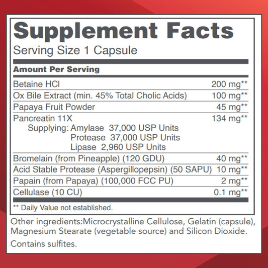 Protocol For Life Balance Enzymes-Hcl - Digestive Enzymes With Bromelain - Full Spectrum Of Proteases - Digestion Supplement - Soy & Dairy Free - 120 Capsules