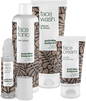 Australian Bodycare 4 Face Products - They Are Perfect For Spots, Pimples And Oily, Acne Prone Skin. With 100% Pure High Pharmaceutical Grade Australian Tea Tree Oil - Wash, Tonic, Cream & Spot Stick