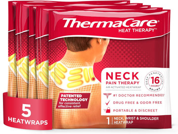 Thermacare Neck & Shoulder Heat Wraps – Pain Relief Heating Pads For Stiff Muscles & Aches – 16-Hour Drug-Free Therapy – Hsa/Fsa Eligible – Portable & Discreet, (5 Count)