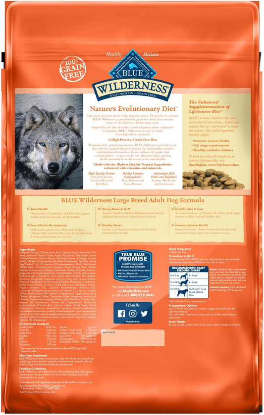 Blue Buffalo Wilderness High Protein, Natural Adult Large Breed Dry Dog Food, Chicken 24-Lb