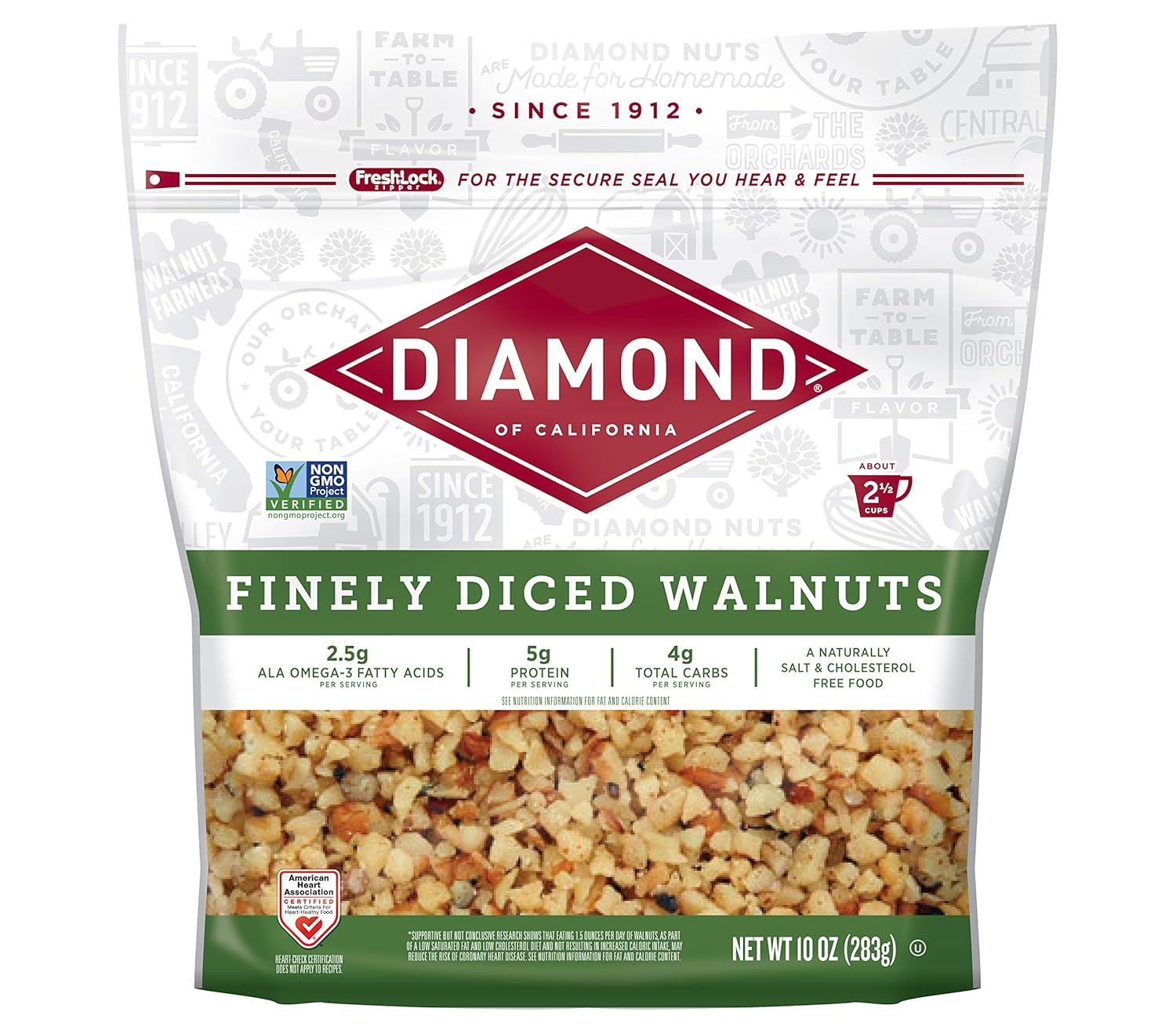 Diamond Of California Finely Diced Walnuts, 10 Oz, 12 Pack