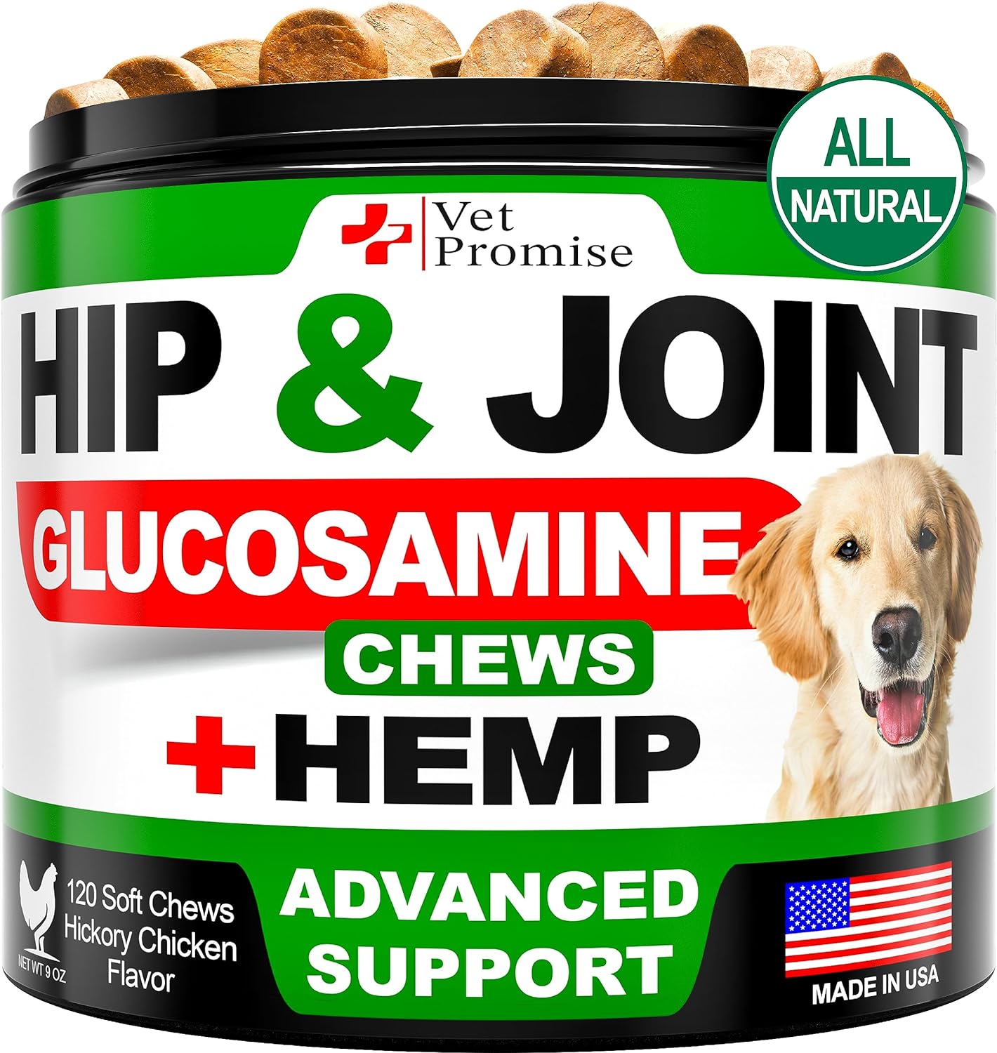 Hemp Hip and Joint Support Supplement for Dogs - Glucosamine for Dogs - Dog Joint Supplement - Hip and Joint Chews for Dogs with Chondroitin - MSM - Hemp Oil - Hemp Chews For Dogs - Dog Pain Relief