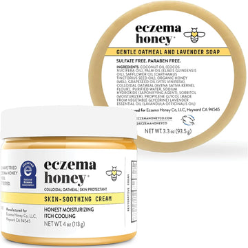 Eczema Honey Original Skin-Soothing Cream & Oatmeal & Lavender Soap - Bundle For Sensitive Dry & Skin - Cruelty Free