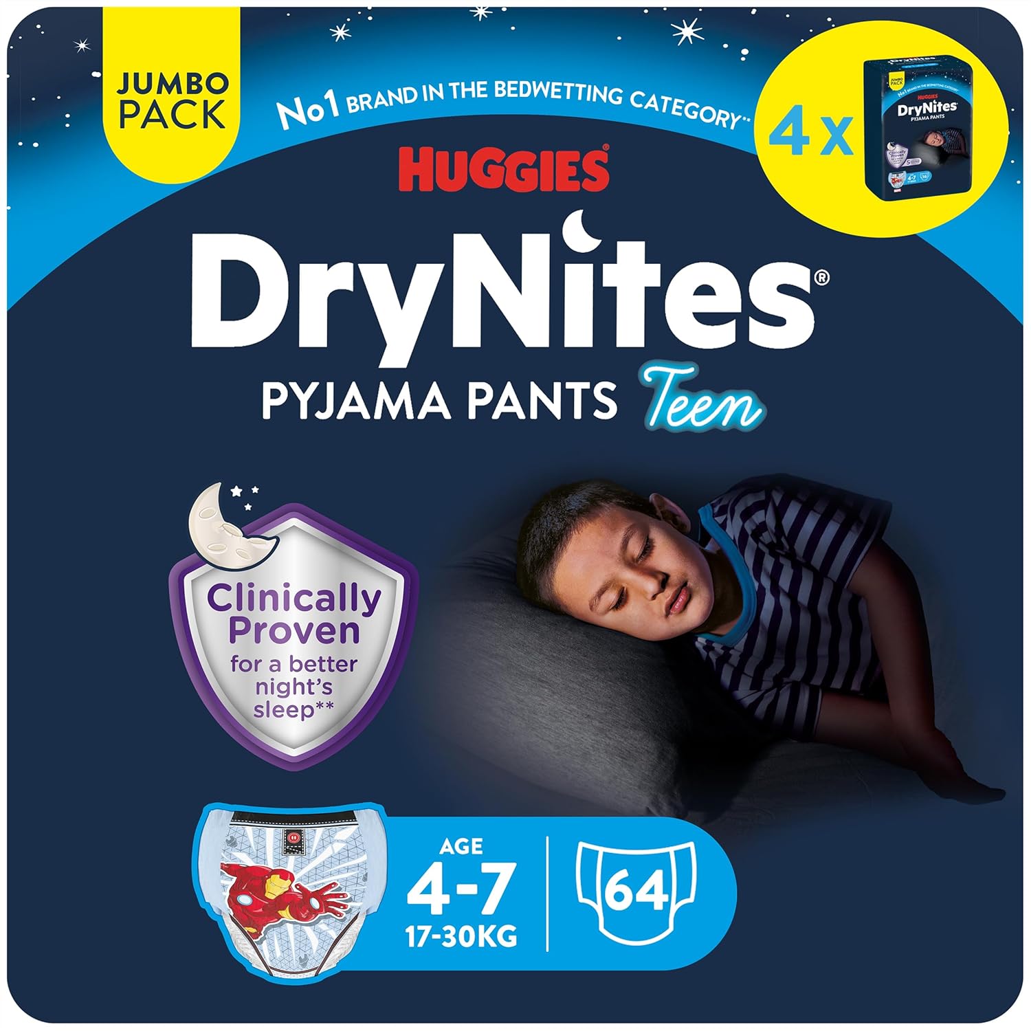 Huggies DryNites, Boys’ Night Time Pants - Sizes 3-4 Years (64 Pants) - Absorbent Pyjama Pants for All Night Comfort - Unbeatable Night Time Protection : Amazon.co.uk: Baby Products