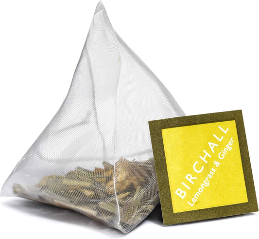 Birchall Tea Bags, Lemongrass & Ginger Herbal Tea Gift Set, Caffeine Free Tea Bursting With Full Flavour, Perfect Vegan Gifts, 80 Plant-Based Prism Tea Bags