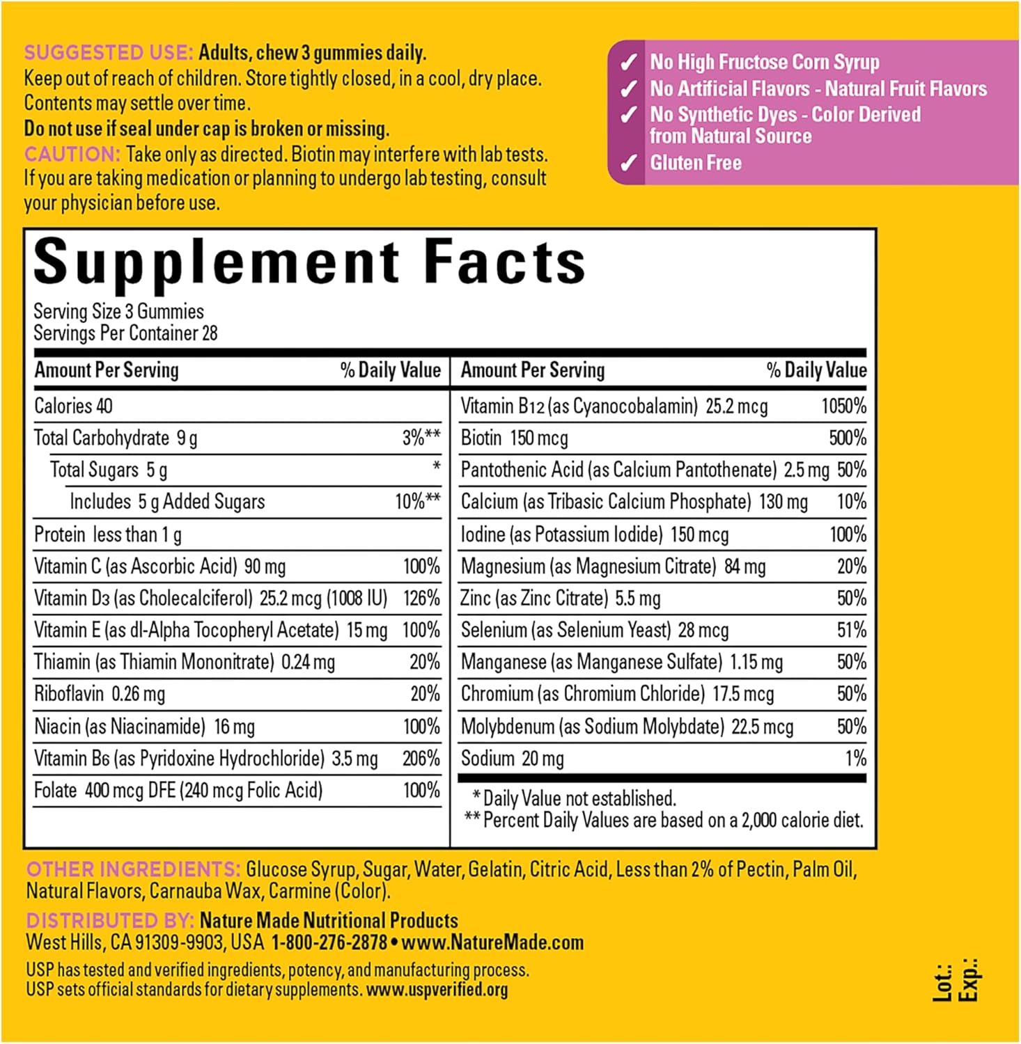 Nature Made Advanced Multivitamin Gummies 50+ For Her With Magnesium Citrate, Calcium And All 8 B Vitamins, Multivitamin For Women, 84 Gummies, 28 Day Supply