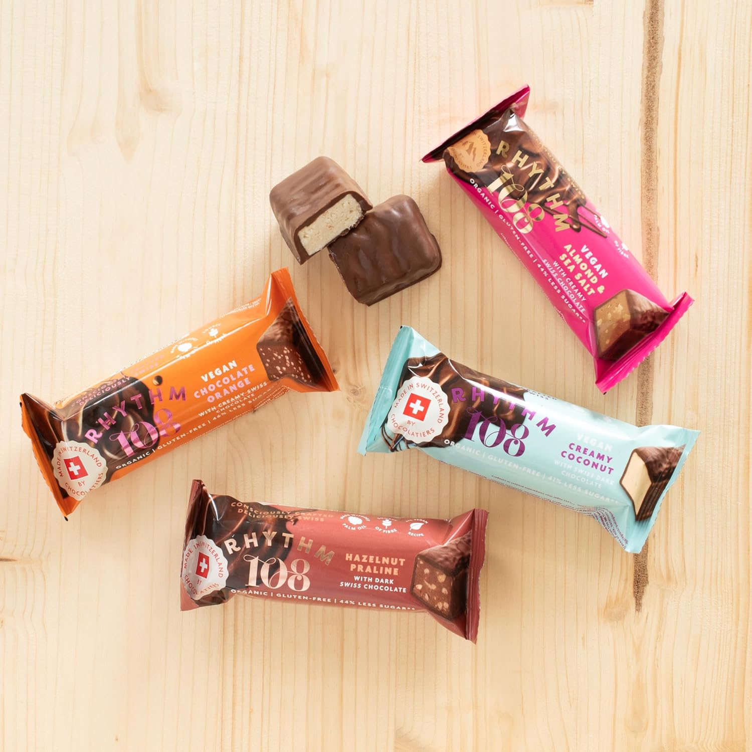 RHYTHM 108 Swiss Vegan Orange Bar with Dark Chocolate 15 x 33g : Amazon.co.uk: Grocery