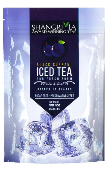 Shangri-La Tea Company Iced Tea Bags, Black Currant, Unsweetened And All Natural, 2 Quarts Per Tea Bag, (Pack Of 6) (5055)