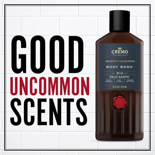 Cremo Body Wash Men, Notes Of Bright Cardamom, Dry Papyrus And Aromatic Palo Santo, 16 Fl Oz