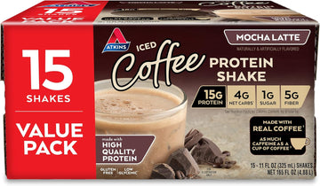 Atkins Gluten Free Protein-Rich Shake, Mocha Latte, Keto Friendly, 15 Count