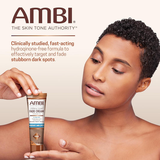 Ambi Even & Clear Fade Cream, Hydroquinone-Free, Hyperpigmentation Treatment, Dark Spot Corrector, Results In As Little As 4 Weeks, Niacinamide, Aloe Vera, Vitamin C, 1 Fl Oz