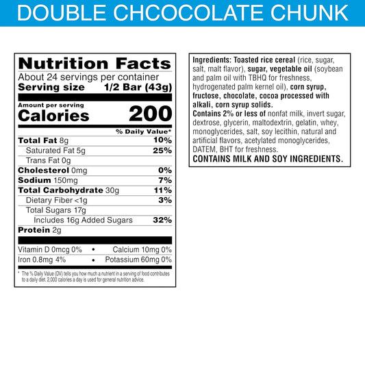 Rice Krispies Treats Mega Bars Large Marshmallow Snack Bars, Kids Snacks, Big Bars, Double Chocolatey Chunk, 36Oz Box (12 Bars)