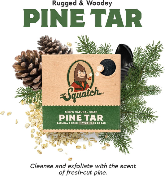 Dr. Squatch Pine Tar Soap 5-Pack Bundle – Mens Bar With Natural Woodsy Scent And Skin Exfoliating Scrub – Handmade With Pine, Coconut, Olive Organic Oils In Usa (5 Bar Set)