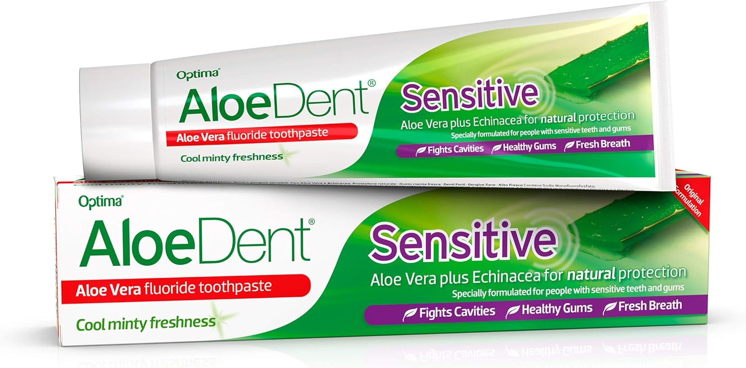 Aloedent, Sensitive Aloe Vera Toothpaste With Fluoride , Natural Action, Vegan, Cruelty Free , Sls Free, Soothing, Healthy Gums , 100Ml