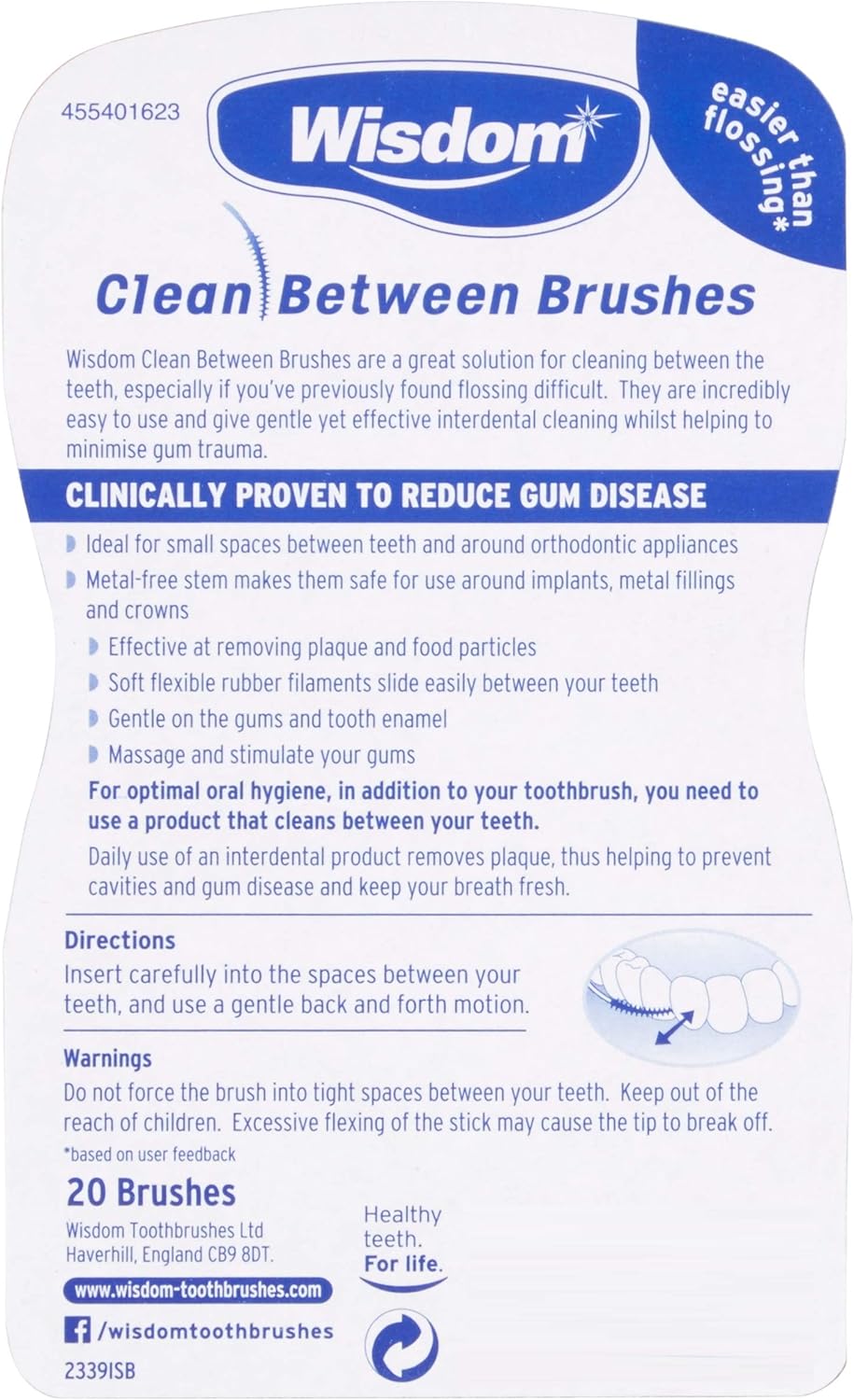 6x Wisdom Clean Between Interdental Brushes - Pack of 20 – Fine, Medium & Large (2 of each)