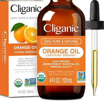 Cliganic Usda Organic Sweet Orange Essential Oil, 4Oz - 100% Pure Natural For Aromatherapy Diffuser | Non-Gmo Verified