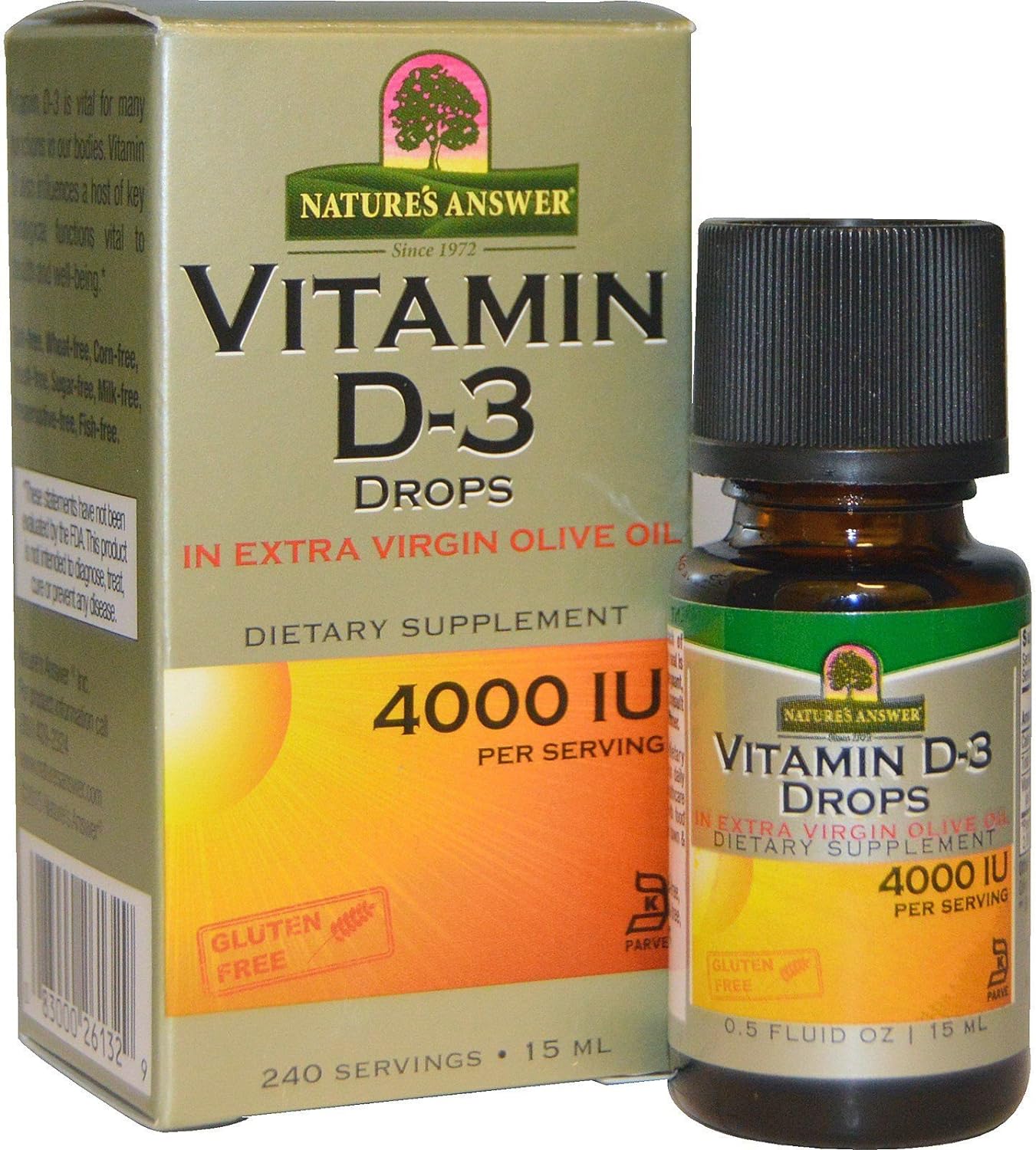 Nature's Answer Vitamin D-3 Drops, 4000 IU, 0.5 Ounces Each (Value Pack of 5) : Health & Household