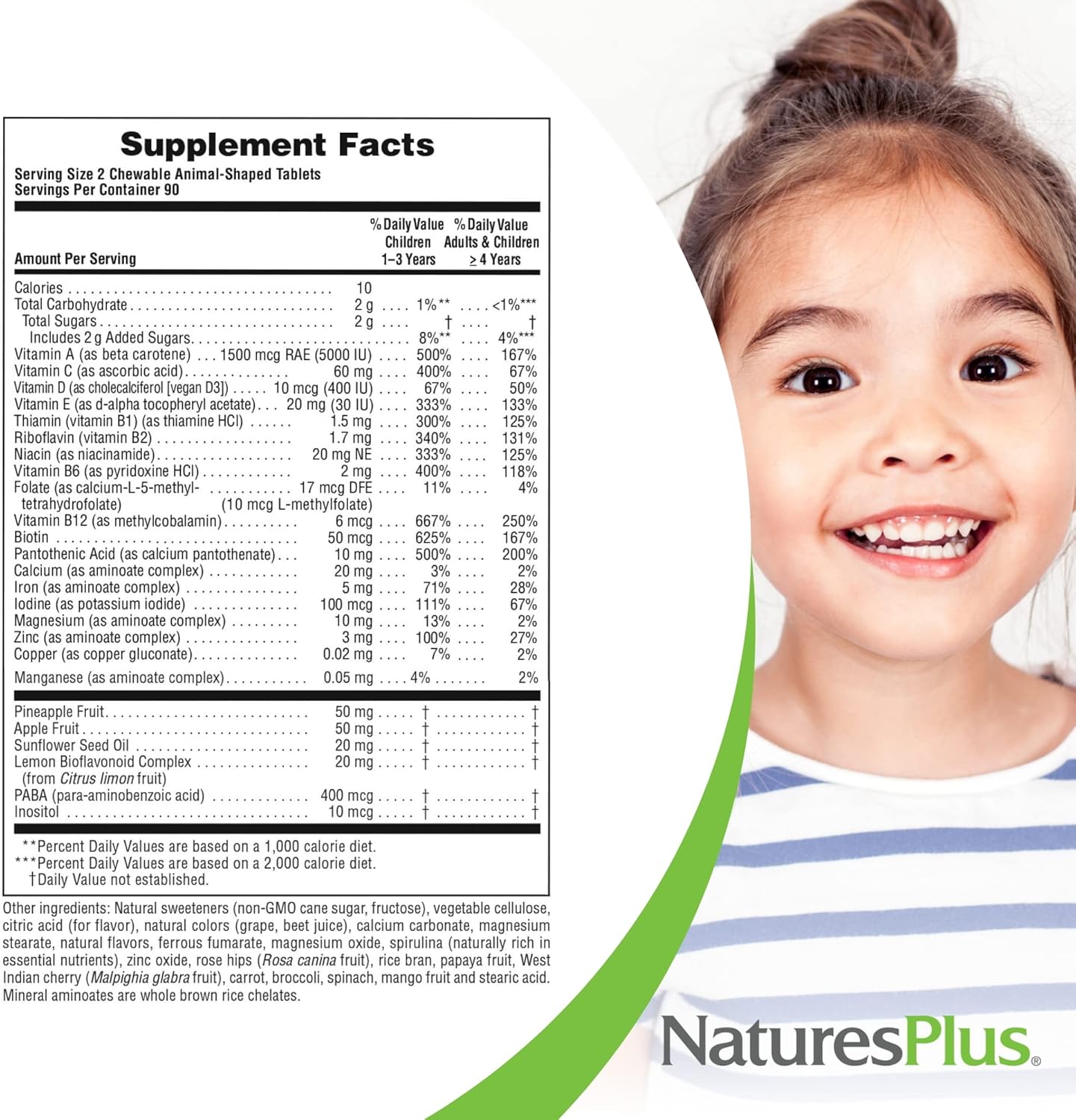 Natures Plus Animal Parade Children'S Chewable Multivitamin - Grape Flavor - 180 Animal-Shaped Tablets - Promotes Health & Well-Being - Vegetarian, Gluten Free - 90 Servings