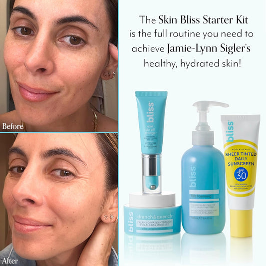 Bliss Skin Bliss Starter Kit 4Pc Set: Fab Foaming Exfoliating Cleanser, Drench & Quench Moisturizer, Block Star Daily Mineral Spf 30, Eye Do All Things Brightening Eye Cream