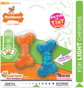 Nylabone Moderate Chew Flexichew Bone Peanut Butter & Bacon Xx-Small/Tiny (2 Count)