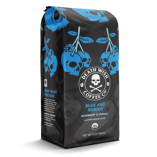 Death Wish Coffee Co. Blue and Buried, Fair Trade, Ground Blueberry Coffee, 12 oz