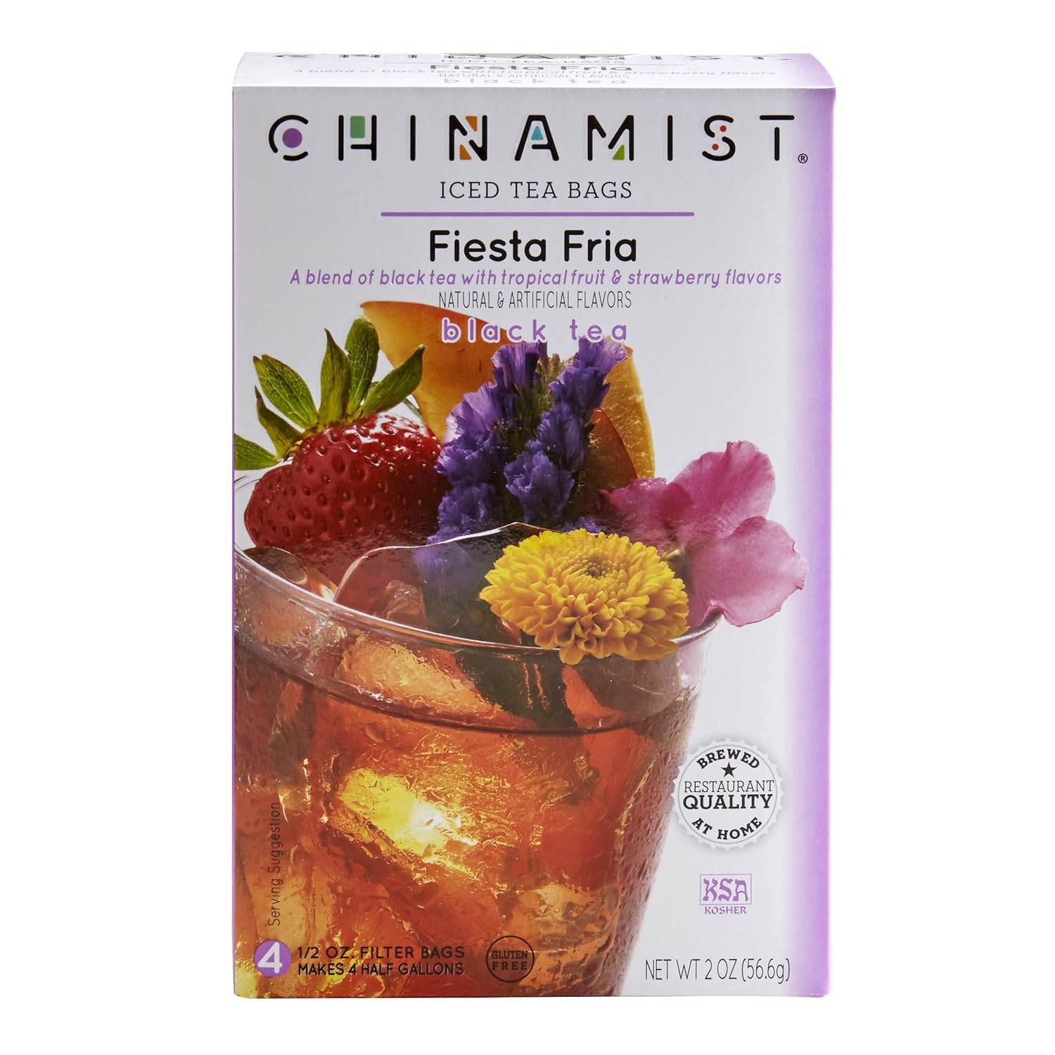 China Mist Iced Tea – Fiesta Fria Black Tea Infusion – Refreshing And Delicious – Each Tea Bag Yields 1/2 Gallon – 4 Bags