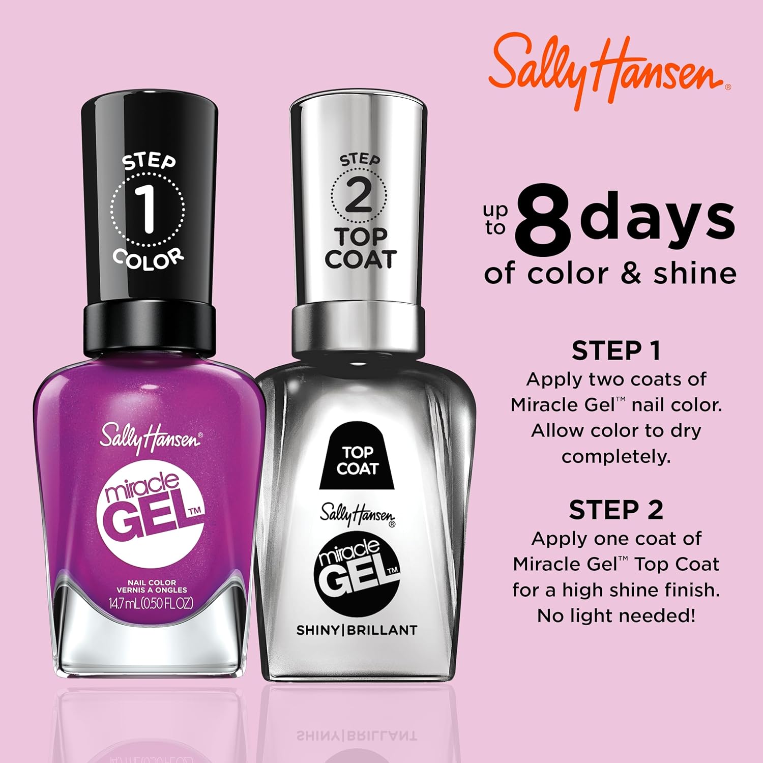 Sally Hansen Miracle Gel™, Hunger Flames, Long Lasting, Gel-Like Formula, No UV Lamp Needed, Purple Nail Polish : Beauty & Personal Care