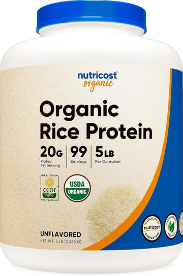 Nutricost Organic Rice Protein Powder 5s (Unavored) - Certified USDA Organic, 20G of Rice Protein Per Serv, Non-GMO