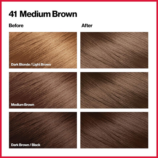 Revlon Colorsilk Beautiful Color Permanent Hair Color, Long-Lasting High-Definition Color, Shine & Silky Softness With 100% Gray Coverage, Ammonia Free, 41 Medium Brown, 3 Pack