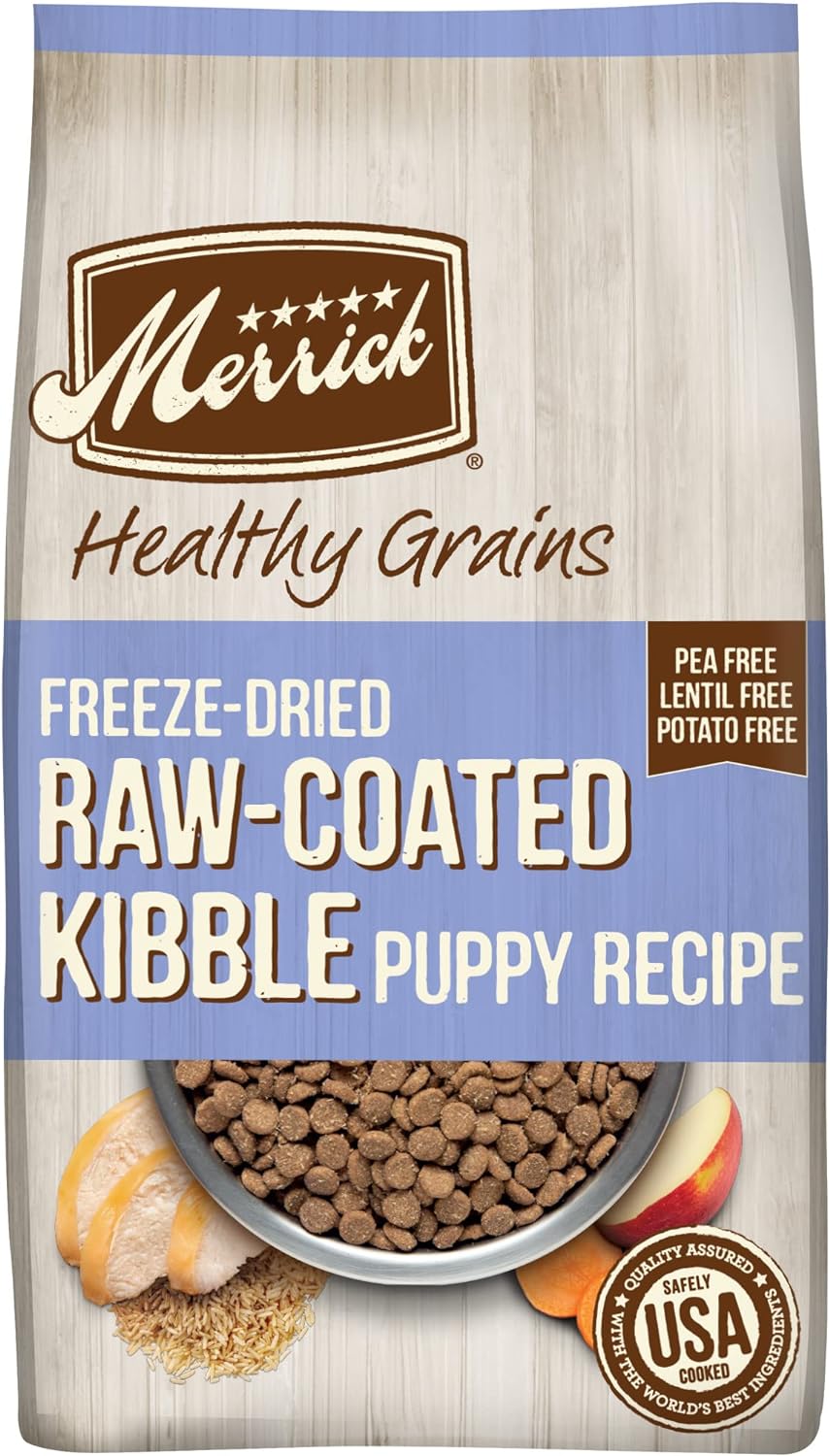 Merrick Healthy Grains Freeze Dried Raw Coated Kibble, Natural High Protein Puppy Food, Chicken And Brown Rice - 22.0 Lb. Bag
