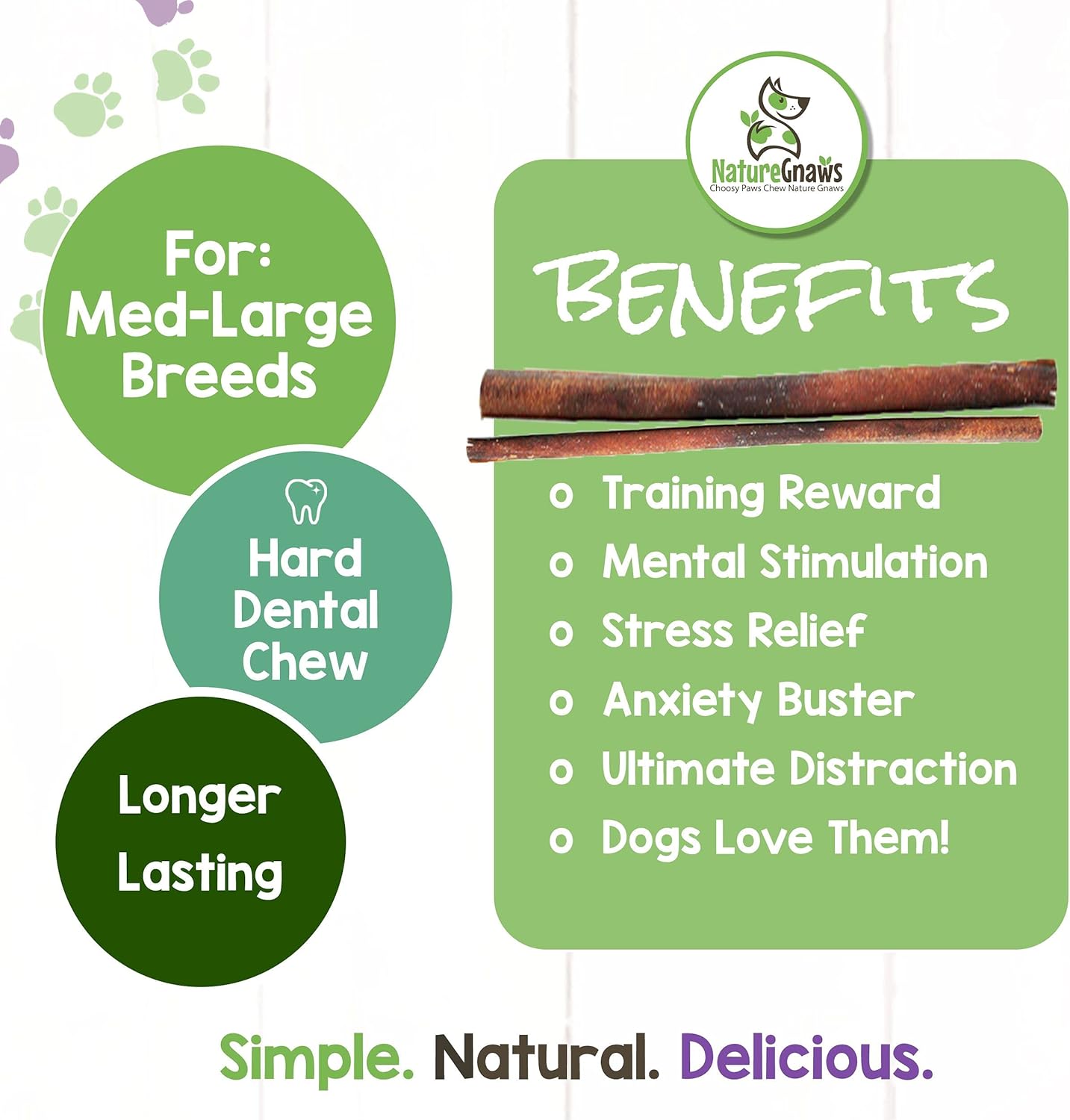 Nature Gnaws Bully Sticks for Dogs 11-12" (8oz) - Mixed Thickness - Long Lasting for Aggressive Chewers and Large Dogs - Natural Beef Dog Chew Bones : Pet Supplies