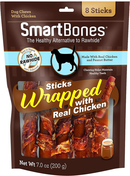 SmartBones Chicken-Wrapped Sticks, Treat Your Dog to a Rawhide-Free Chew Made with Real Chicken and Vegetables