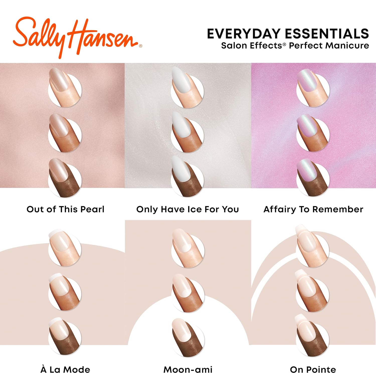 Sally Hansen Salon Effects® Perfect Manicure, Moon-Ami, Press On Nails, Oval Shaped, Non-Damaging Adhesive Tabs, File, and Alcohol Pad Included