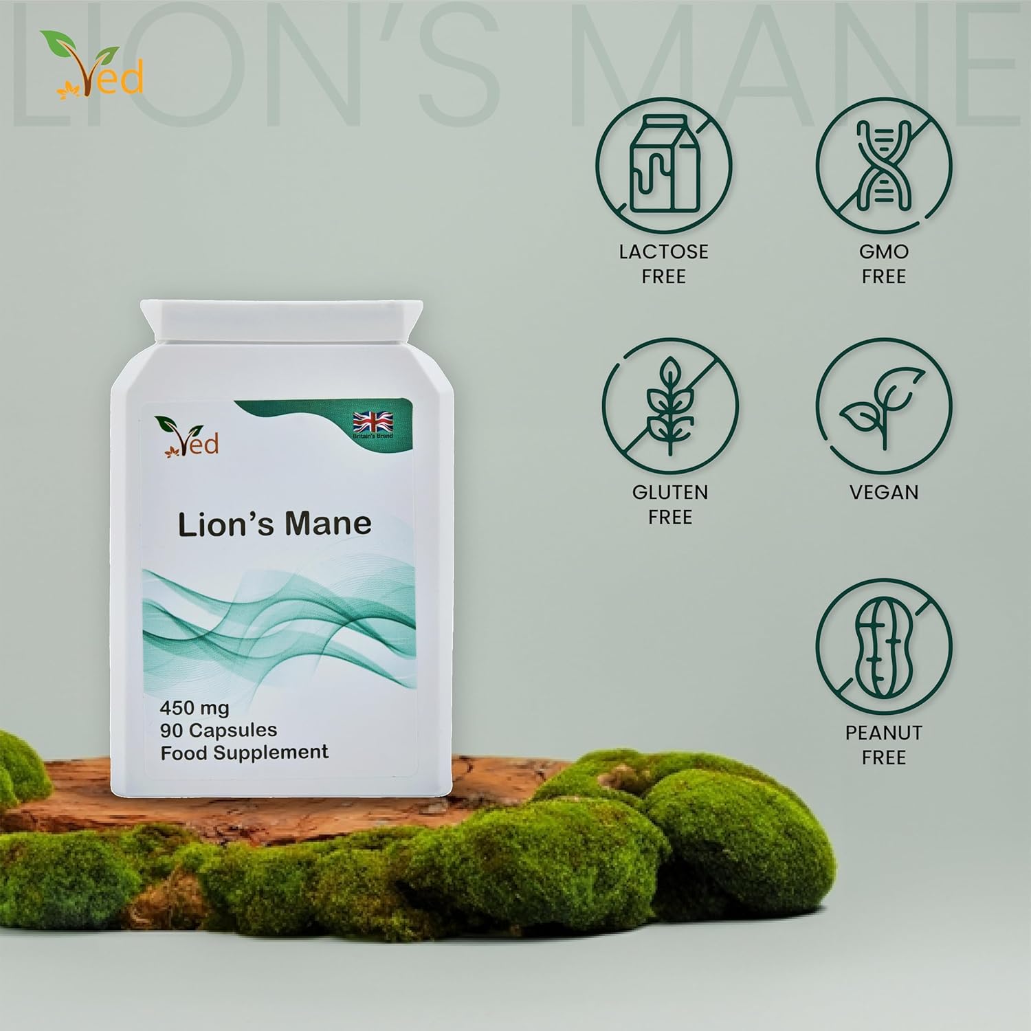 Ved Lion’s Mane Supplement 450mg, Lion's Mane Mushroom 15:1 Extract 90 Vegan Capsule (3 Months Supply) : Amazon.co.uk: Health & Personal Care