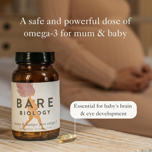 Bare Biology Omega 3 Pregnancy Supplement - Mums & Bumps Fish Oil Capsules (30 Servings) Dha 560Mg, High Strength & 3Rd Party Tested For Preconception, Pregnancy & Breastfeeding