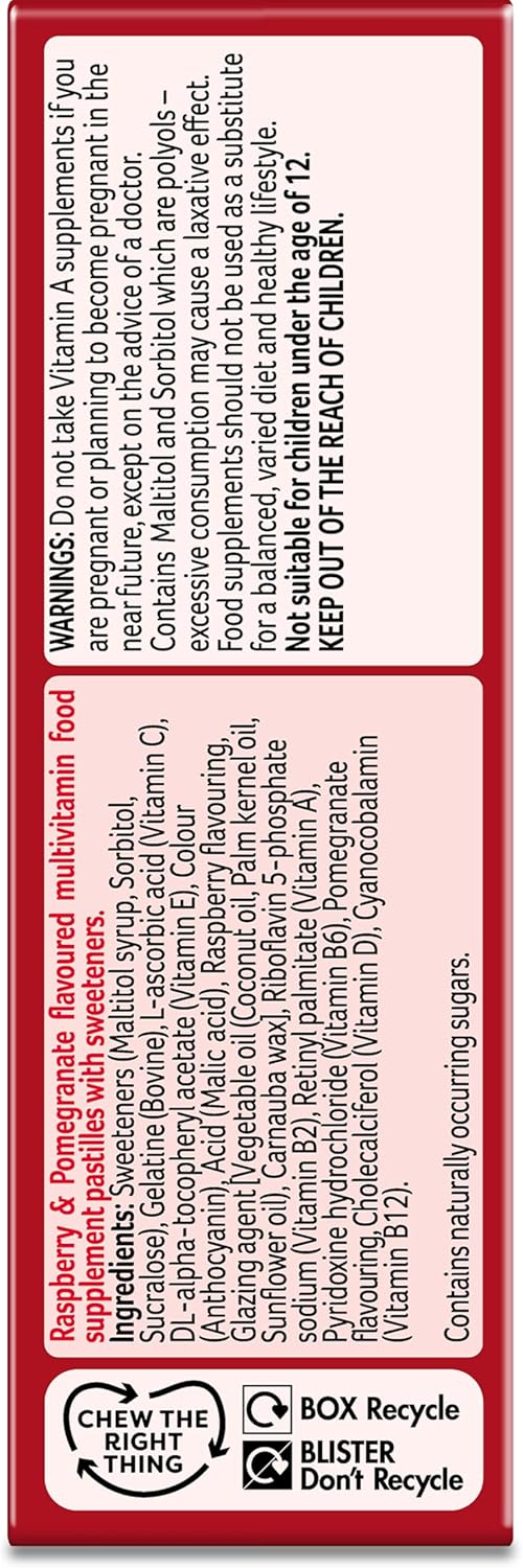 Bassetts Vitamins Adult Raspberry & Pomegranate Flavour Multivitamins 30 Gummy Pastilles : Amazon.co.uk: Health & Personal Care