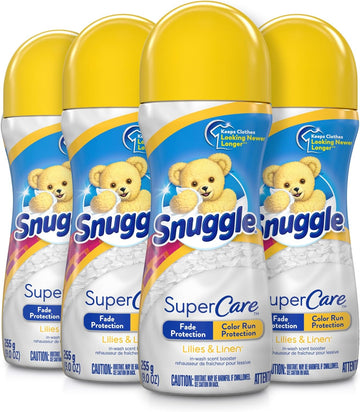 Snuggle SuperCare In-Wash Scent Booster, Lilies and Linen, Fade Protection and Color Run Protection, 9 Ounce, 4 Count
