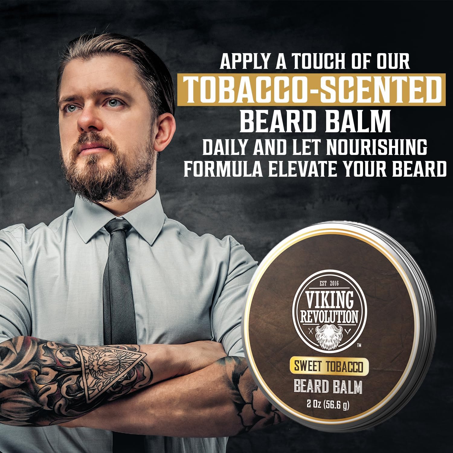 Viking Revolution Sweet Tobacco Beard Balm - Beard Butter with Argan Oil, Beard Softener for Men with Jojoba Oil - Beard Moisturizer for Men with Beeswax - Beard Wax for Men (2oz, 1 Pack) : Beauty & Personal Care