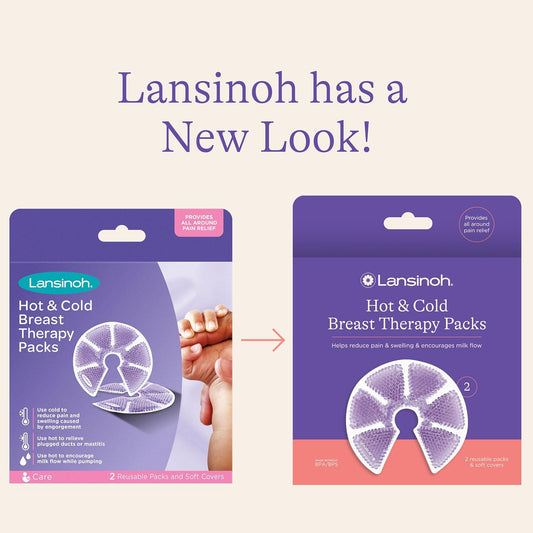 Lansinoh Breast Therapy Packs With Soft Covers, Hot And Cold Breast Pads, Breastfeeding Essentials For Moms, 2 Pack